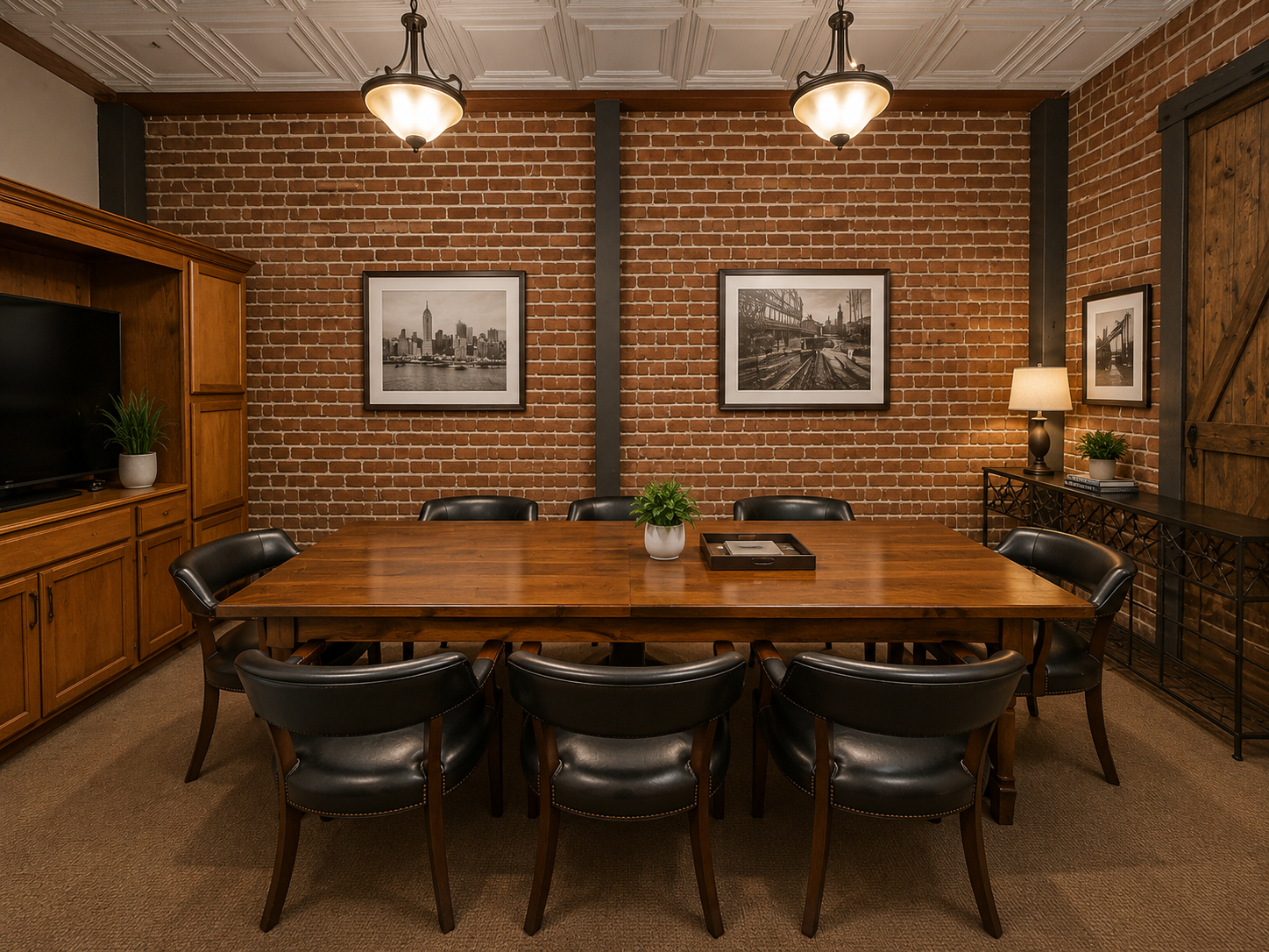 Conference room with long table